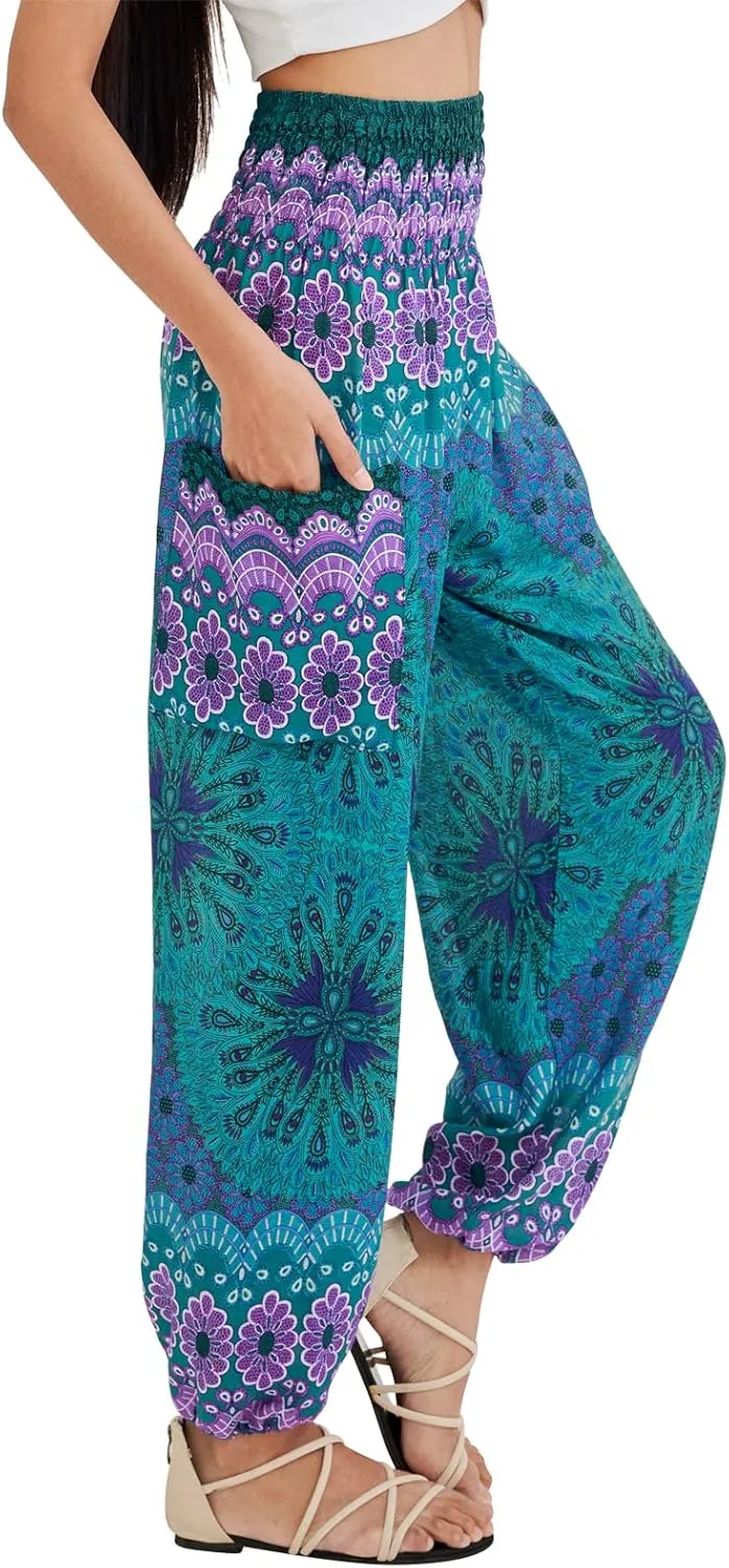 Joob Joob Boho Pants for Women - Hippie Harem Pants Women - Womens Yoga Pants – Comfy Bohemian Flowy Hippie Clothes