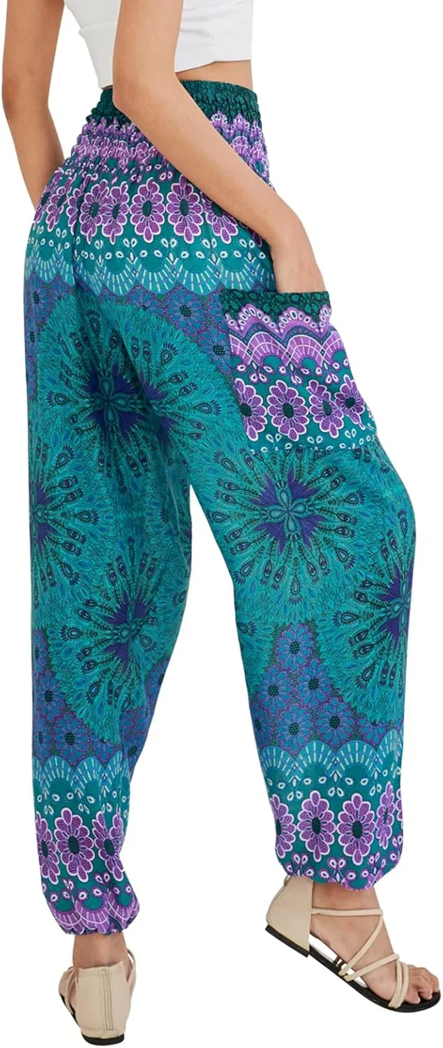 Joob Joob Boho Pants for Women - Hippie Harem Pants Women - Womens Yoga Pants – Comfy Bohemian Flowy Hippie Clothes