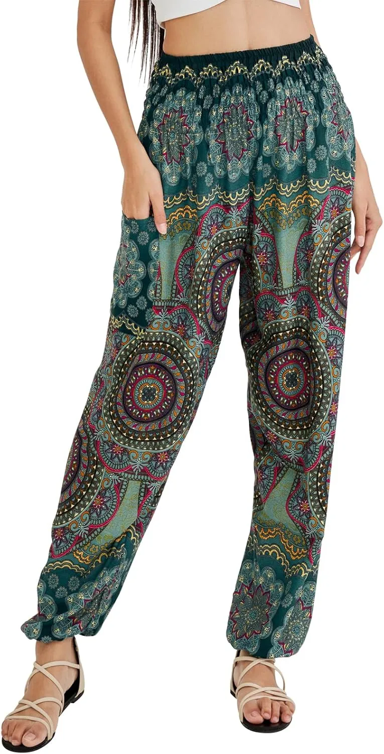 Joob Joob Boho Pants for Women - Hippie Harem Pants Women - Womens Yoga Pants – Comfy Bohemian Flowy Hippie Clothes