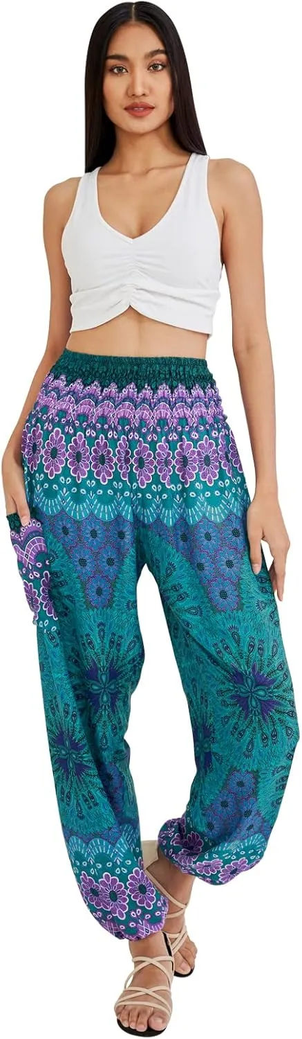 Joob Joob Boho Pants for Women - Hippie Harem Pants Women - Womens Yoga Pants – Comfy Bohemian Flowy Hippie Clothes