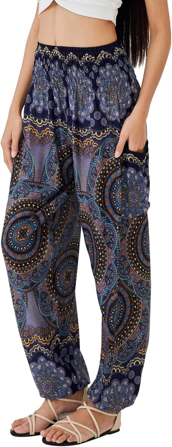 Joob Joob Boho Pants for Women - Hippie Harem Pants Women - Womens Yoga Pants – Comfy Bohemian Flowy Hippie Clothes