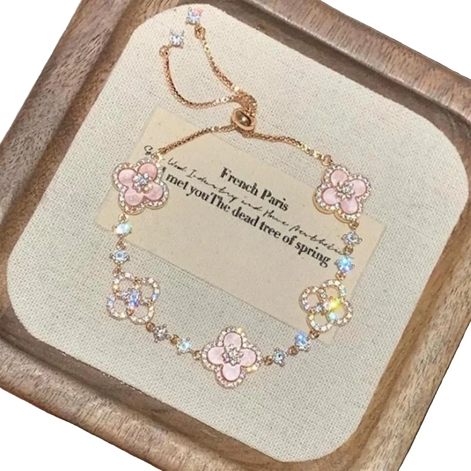 JOYEAR Red Clover Bracelet,Gold Clover Bracelet Shining Gold Jewelry for Women Gifts