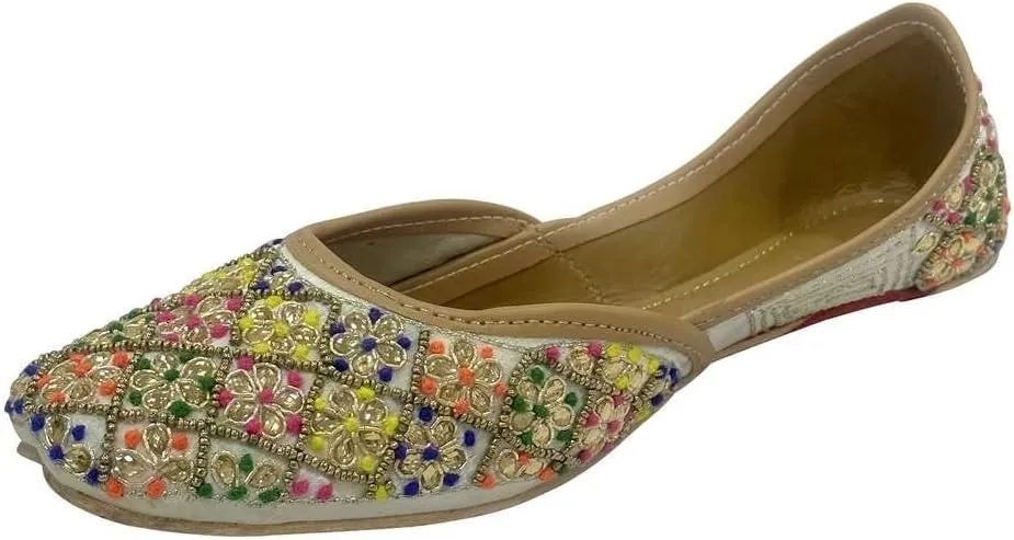 Juttis for Women Ethnic Traditional Handmade Flat Bridal Indian Shoes Multicoloured