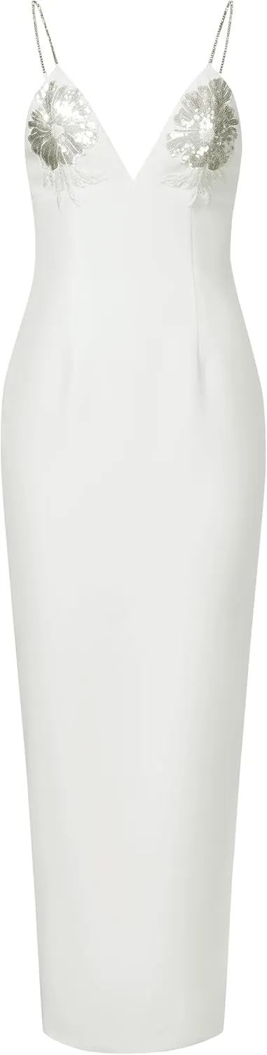 JW PEI Women's Ayliua Sweetheart-Neckline Rhinestones Embellished Long Dress