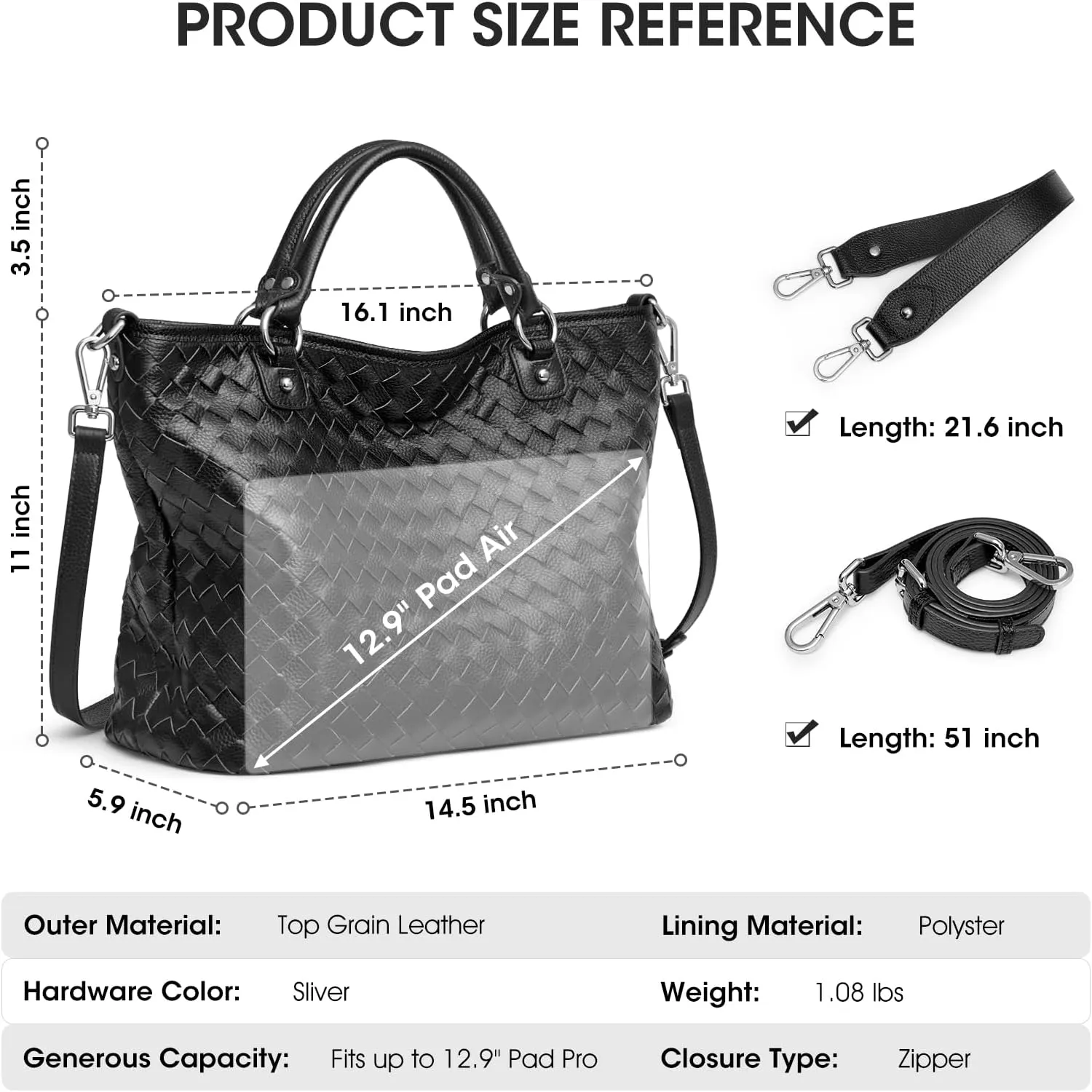 Kattee Woven Bag for Women, Leather Tote Bag Large Handbag and Purse Retro Handmade Shoulder Bag