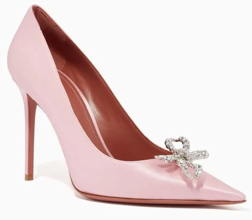 keleimusi Satin Pumps for Women Pumps with Crystal Brooch Dress Heels 3.75 inches