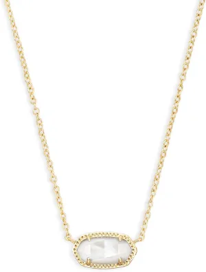 Kendra Scott Elisa Pendant Necklace - Ivory Pearl - Versatile Necklace - 0.63" Length X 0.38" Width Stationary Pendant, Ivory Mother of Pearl Setting, 15" Chain with 2" Extender, Lobster Claw Closure