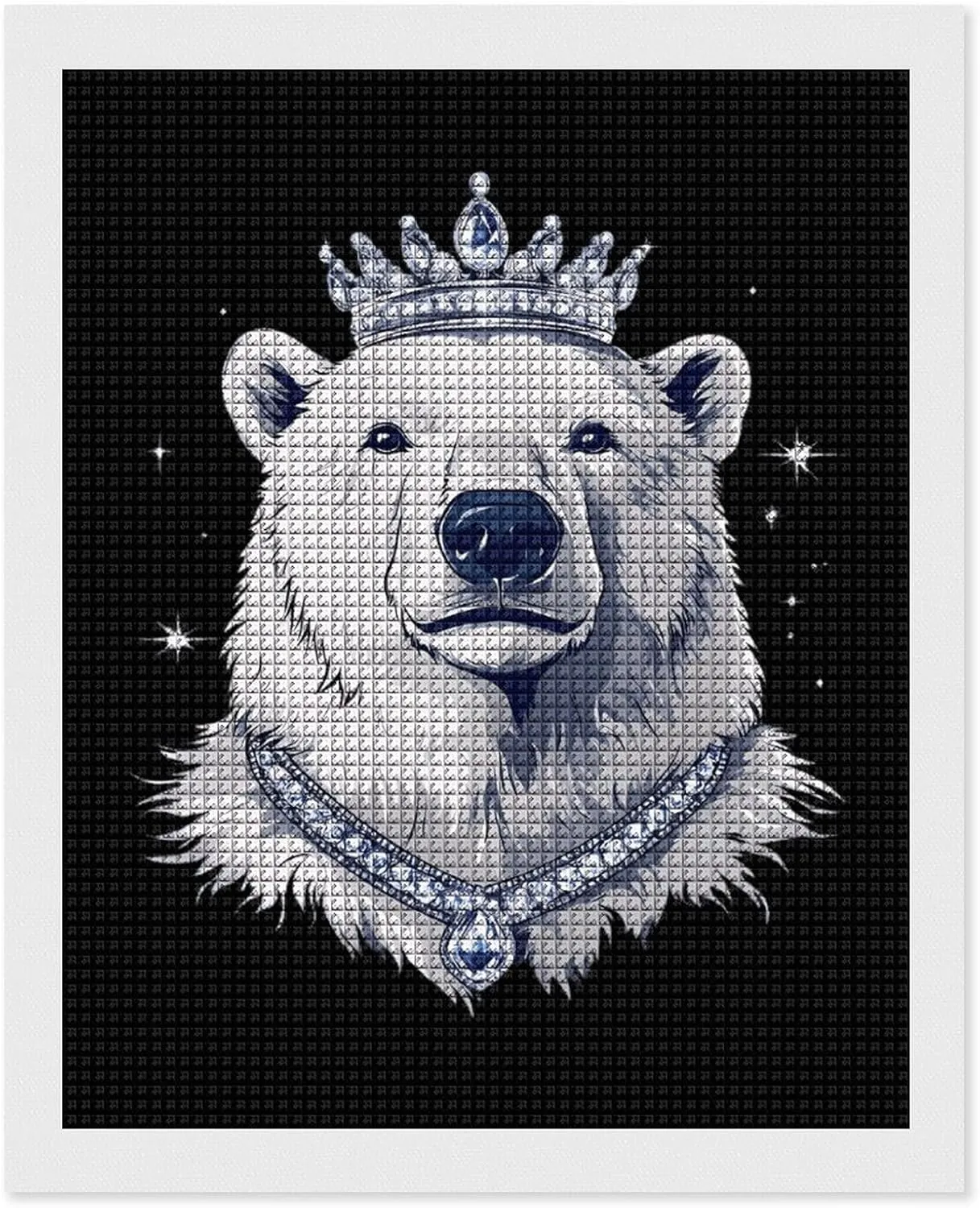 King of Arctic Bear Square Diamond Art Painting Kits DIY Full Drill Rhinestone Pictures for Adults Sewing Crafts Wall Decor 16"x20"