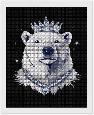King of Arctic Bear Square Diamond Art Painting Kits DIY Full Drill Rhinestone Pictures for Adults Sewing Crafts Wall Decor 16"x20"