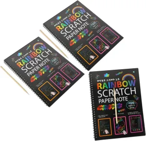 Kisangel 3 Set Rainbow Scratch Coloring Books for Boys and Girls DIY Craft Sets for Boys and Girls