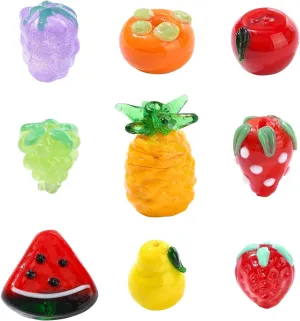 KitBeads 9Pcs 9 Styles Lampwork Fruit Beads Handmade Glass Food Watermelon Pineapple Strawberry Bead for Jewelry Making Keychain Handbag Crafts