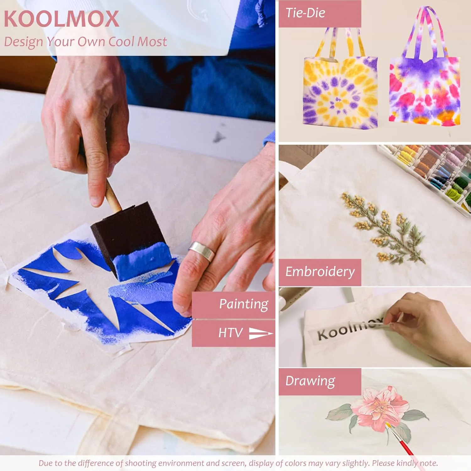 Koolmox Tote Bag Bulk with Zipper, 6-Pack 22x16x7.8'' Beige Tote Bag, 12Oz Durable Grocery Tote with Reinforced Handles and Wide Bottom for Grocery Shopping Bags Washable and Reusable Carry All Bags