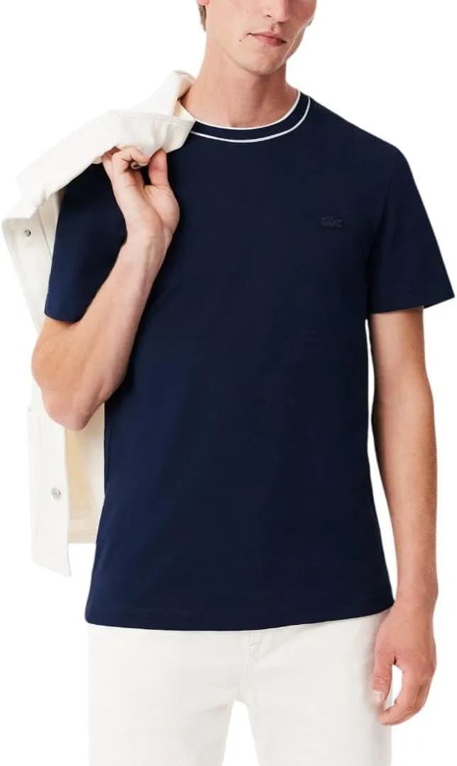 Lacoste Men's Piqué Stripe Collar T-Shirt