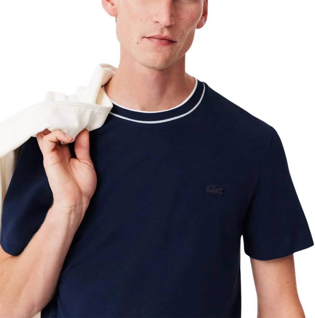 Lacoste Men's Piqué Stripe Collar T-Shirt