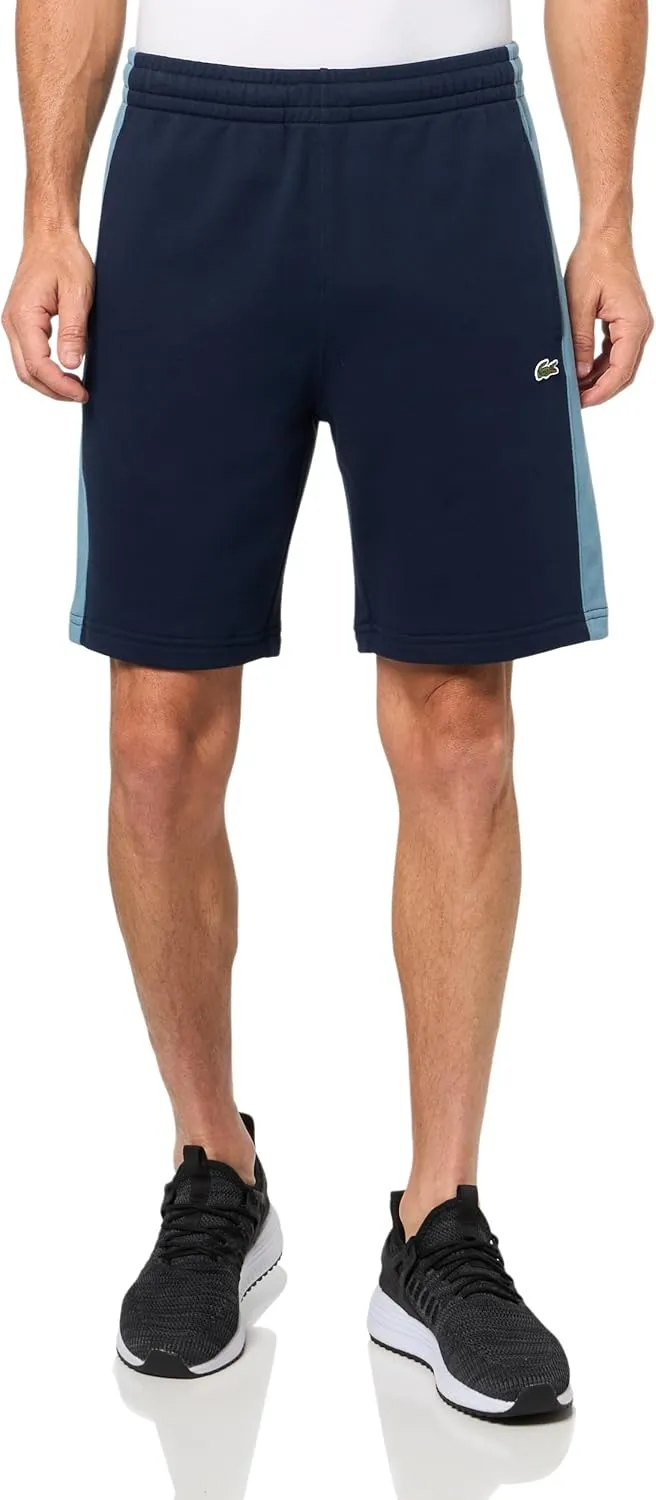 Lacoste Men's Regular Fit Colorblock Shorts, Navy Blue, Dark Blue, & Light Blue, Medium