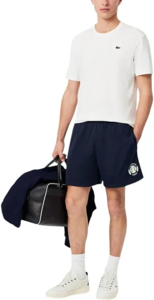 Lacoste Men's Relaxed Fit Tennis Graphic Shorts, Navy Blue, Medium