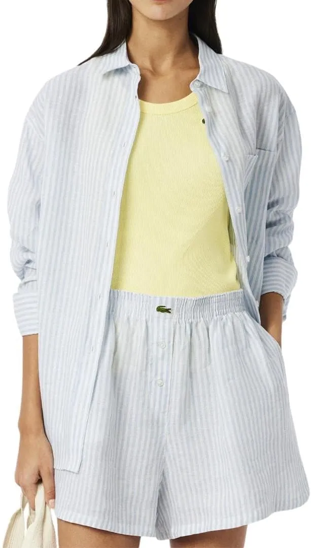 Lacoste Women's Oversized Striped Linen Shirt