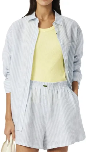 Lacoste Women's Oversized Striped Linen Shirt