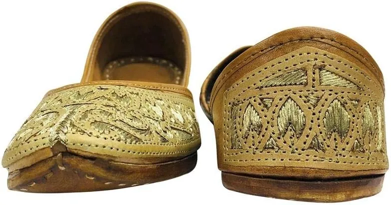Ladies Cream Zari Work Punjabi Jutti Ethnic Mojari Handmade Designer Khussa Shoes