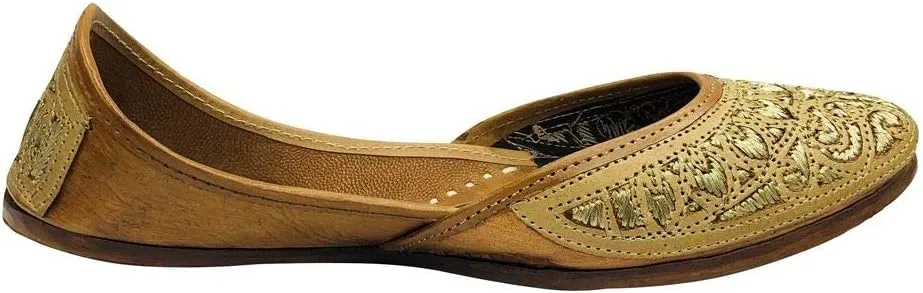 Ladies Cream Zari Work Punjabi Jutti Ethnic Mojari Handmade Designer Khussa Shoes