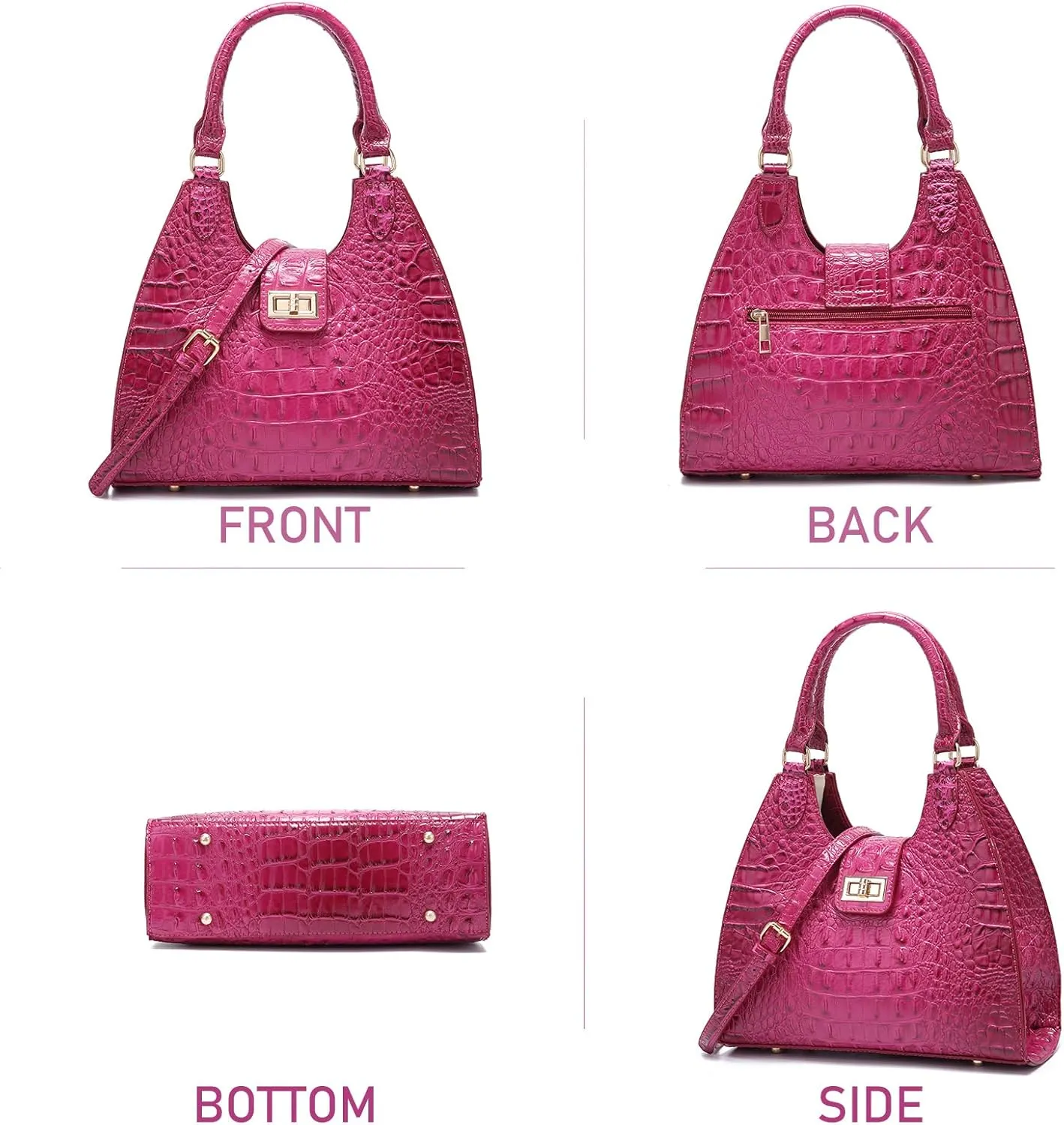 Ladies Tote Leather Bags for Women Crocodile Embossed Zipper Satchel Purse Classy Compartments Crossbody bag