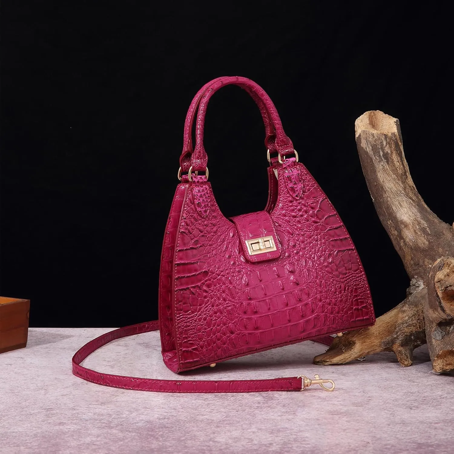 Ladies Tote Leather Bags for Women Crocodile Embossed Zipper Satchel Purse Classy Compartments Crossbody bag