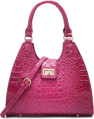 Ladies Tote Leather Bags for Women Crocodile Embossed Zipper Satchel Purse Classy Compartments Crossbody bag