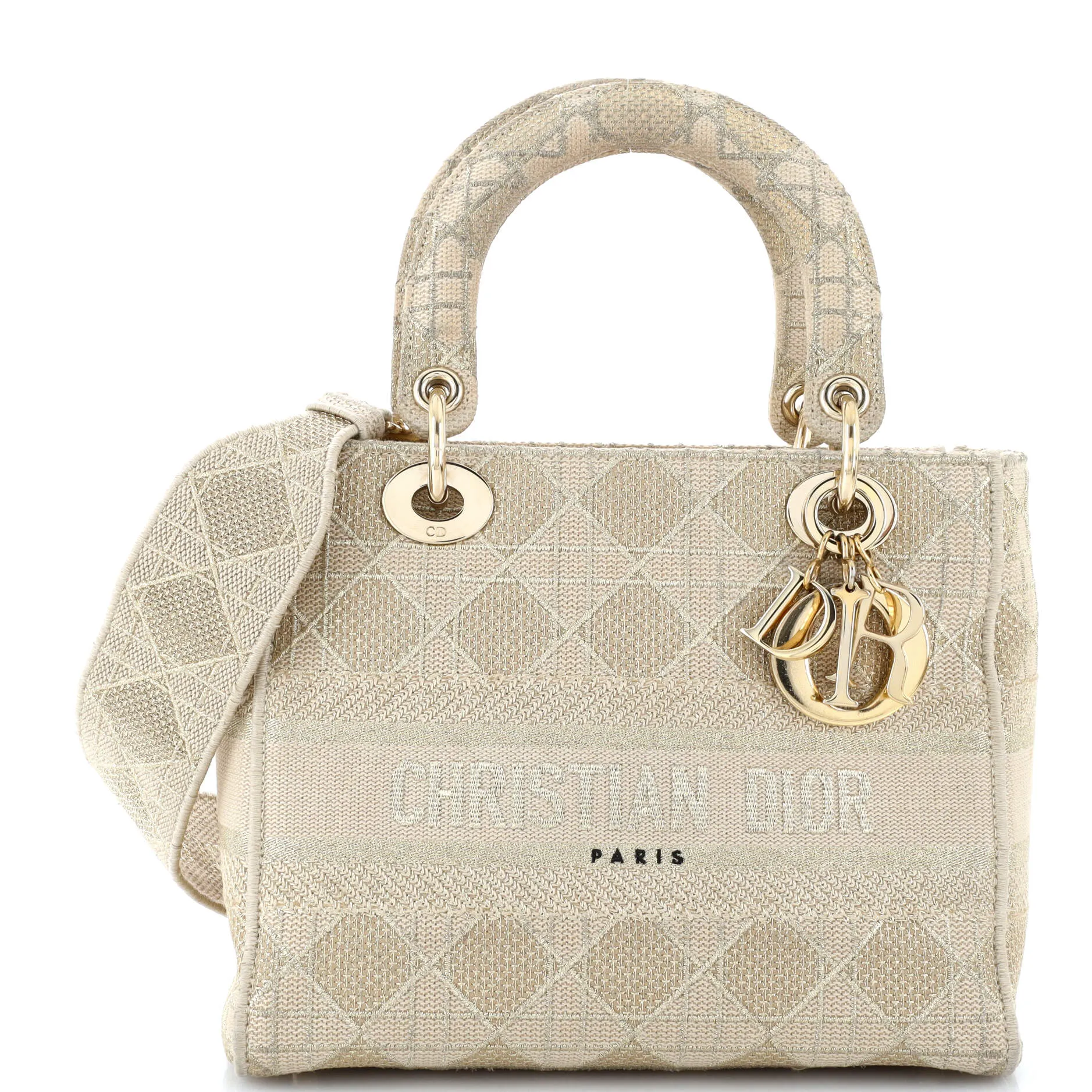 Lady D-Lite Bag Cannage Embroidered Canvas Medium