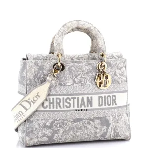 Lady D-Lite Bag Embroidered Canvas Large