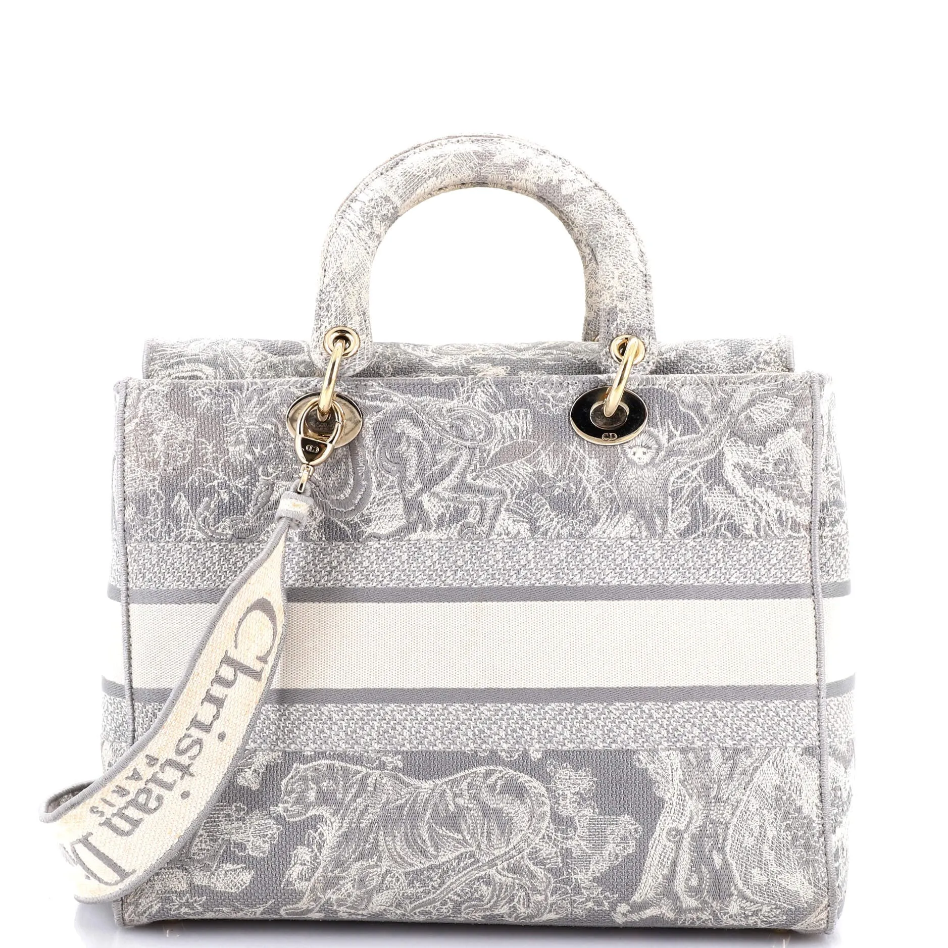 Lady D-Lite Bag Embroidered Canvas Large