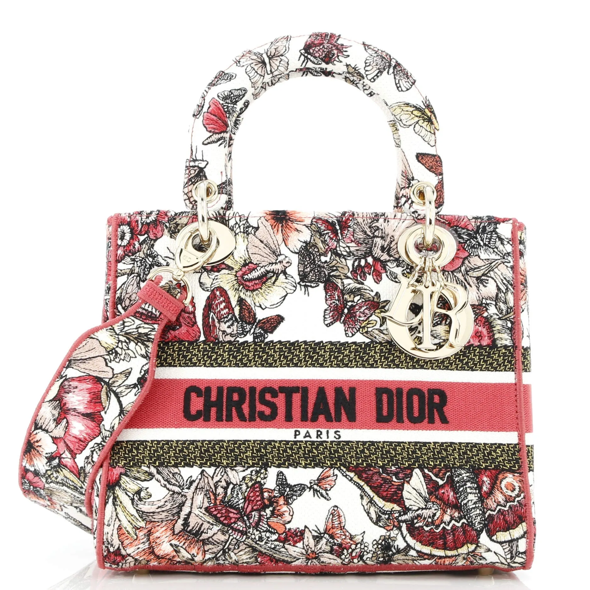 Lady D-Lite Bag Embroidered Canvas Medium
