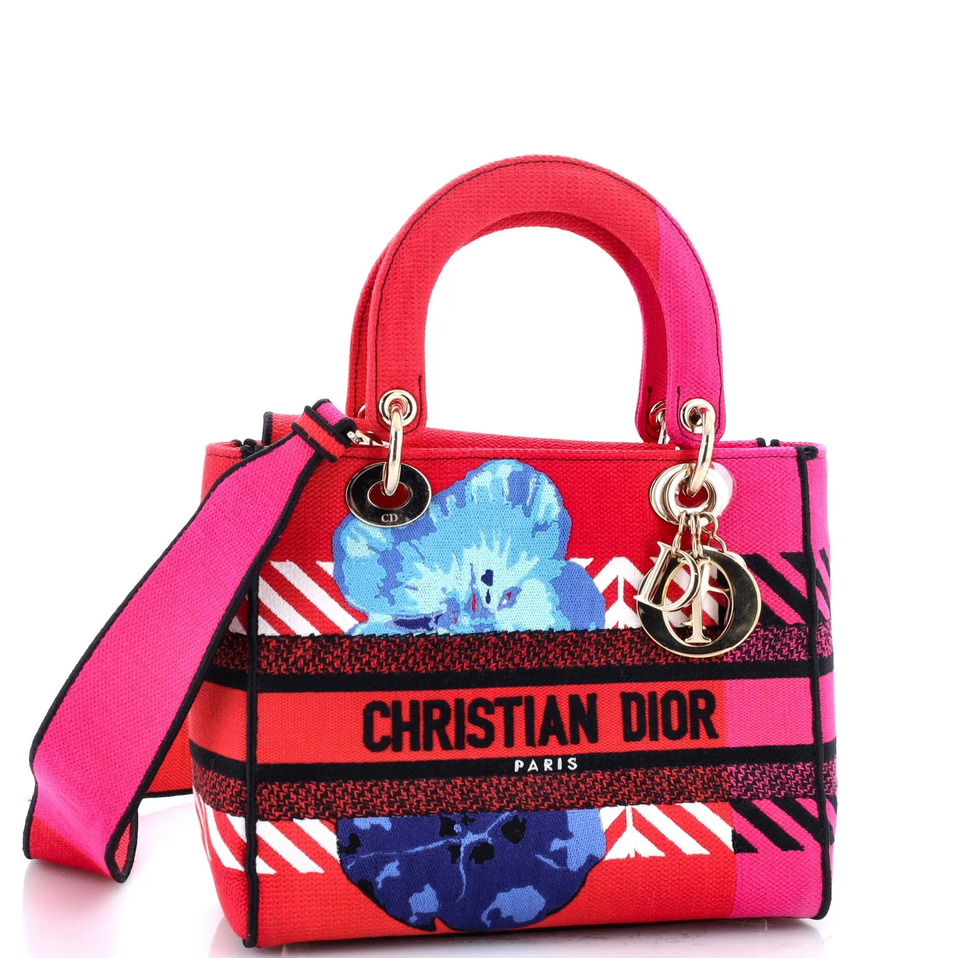 Lady D-Lite Bag Embroidered Canvas Medium