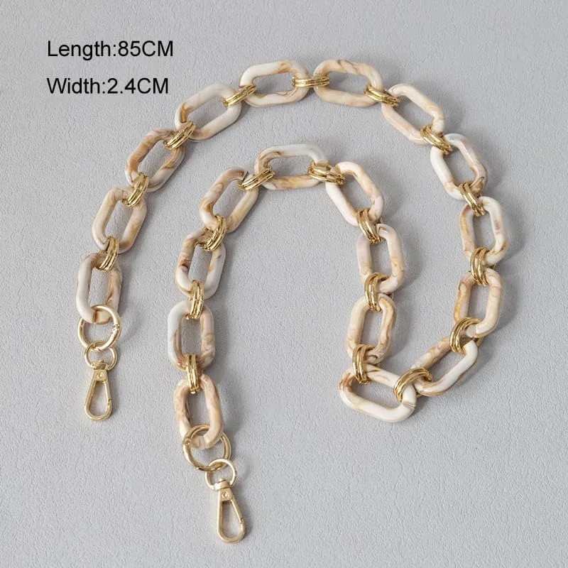 Lam Gallery Acrylic Resin Chain for Purse,Handbag Decoration Chain Strap,Bag Accessories Chain Charms(Square/Cream/85CM)