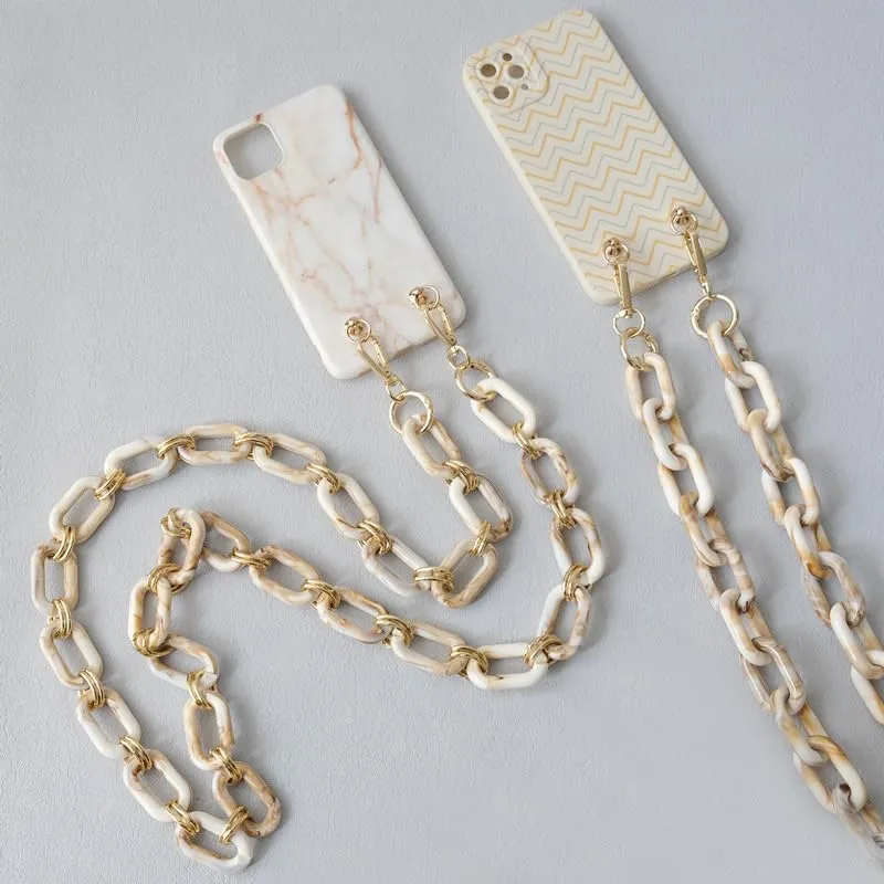 Lam Gallery Acrylic Resin Chain for Purse,Handbag Decoration Chain Strap,Bag Accessories Chain Charms(Square/Cream/85CM)