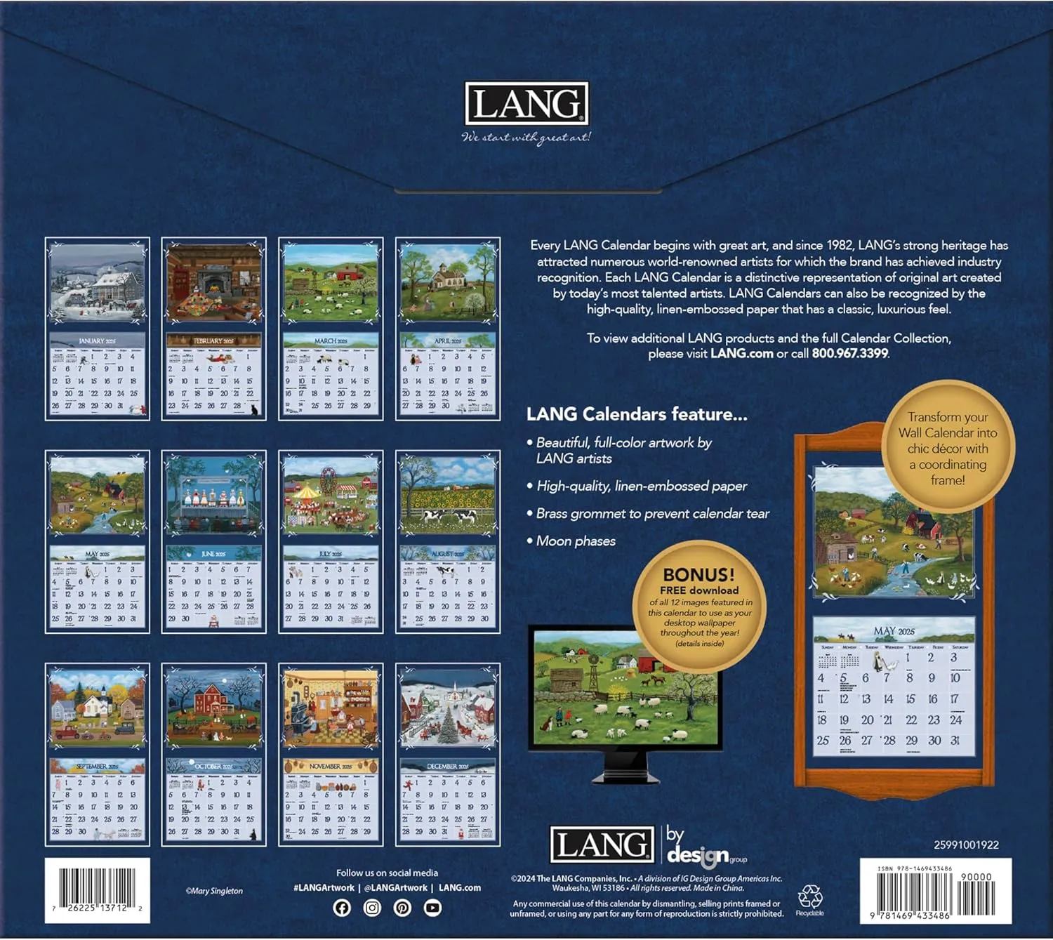 LANG Lang Folk Art™ 2025 Wall Calendar (25991001922)