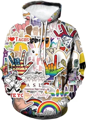 LAOLIUSN Men's Hipster Hip Hop Urban Sweatshirt Graffiti Street Art Hoodie Funny Pullover