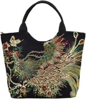 Large Capacity Embroidered Vintage Canvas Bag Ethnic Style Single Shoulder Handbag Crossbody Bag For Women