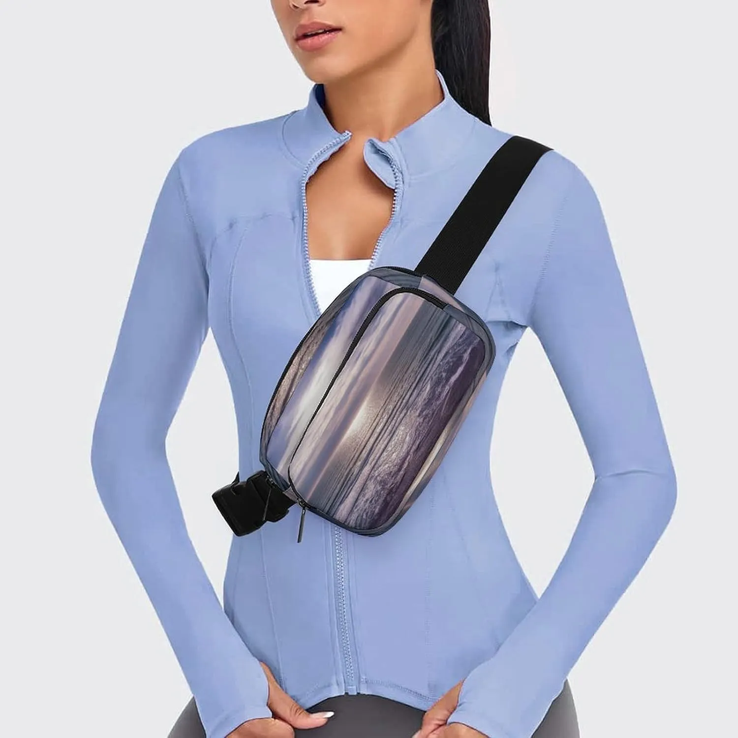 Large Waist Packs with Adjustable Strap,Atlantic Ocean CrossBody Fanny Pack Casual Bag for Travel Sports Running Hiking