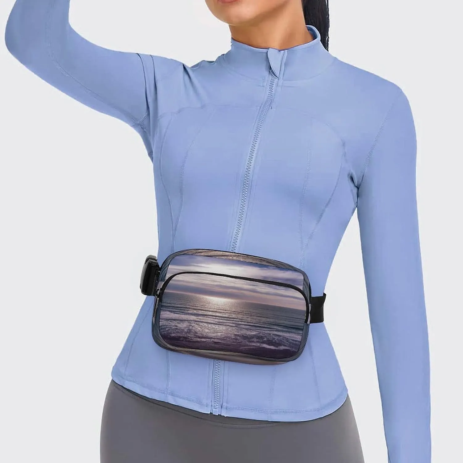 Large Waist Packs with Adjustable Strap,Atlantic Ocean CrossBody Fanny Pack Casual Bag for Travel Sports Running Hiking