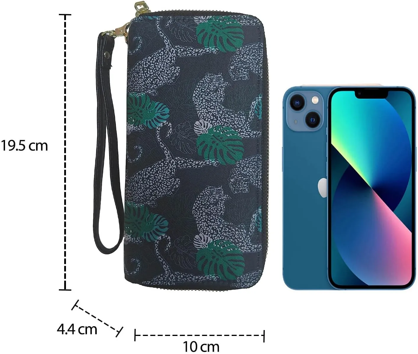 LATH.PIN RFID Blocking Bohemian Purse Wallet Canvas Elephant Pattern Handbag with Coin Pocket and Strap