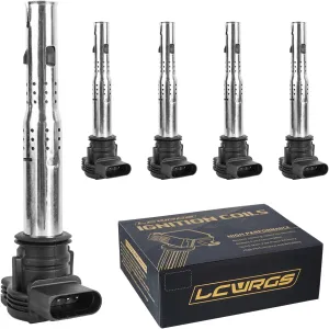 LCWRGS Ignition Coil for L5 2.5 2005 2006 2007 2008 2009 2010 2011 2012 Volkswagen VW Jetta Rabbit Beetle Passat Golf Tiguan GTI Eos CC Coil Pack Set of 5 Replaces UF575
