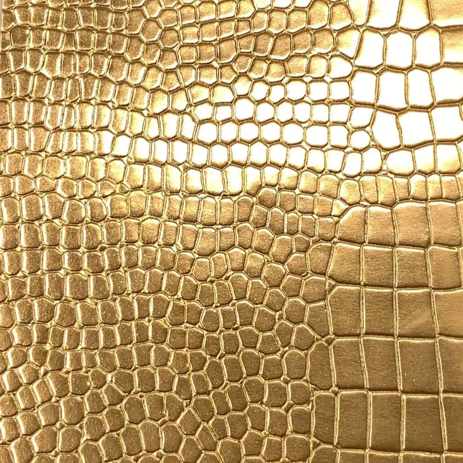 Le Embossed Croc Vara Wallpaper | Vegan Leather |  Gold