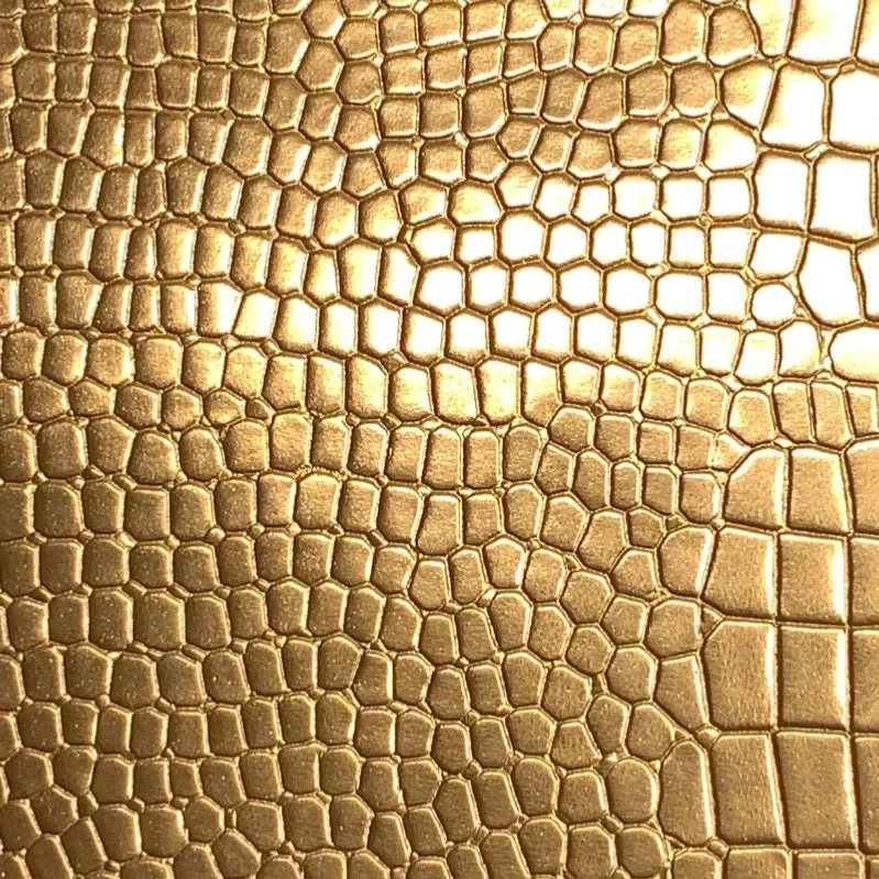 Le Embossed Croc Vara Wallpaper | Vegan Leather |  Gold