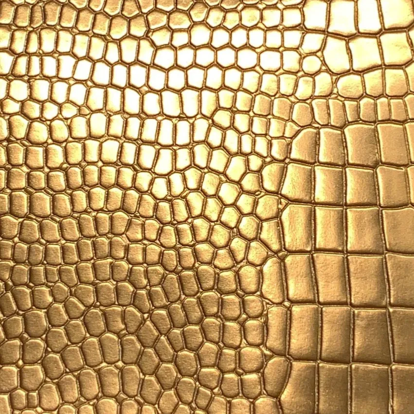 Le Embossed Croc Vara Wallpaper | Vegan Leather |  Gold