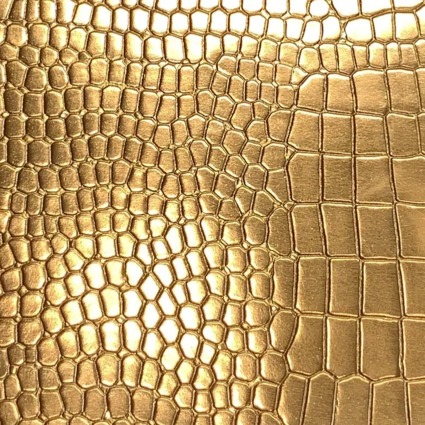 Le Embossed Croc Vara Wallpaper | Vegan Leather |  Gold