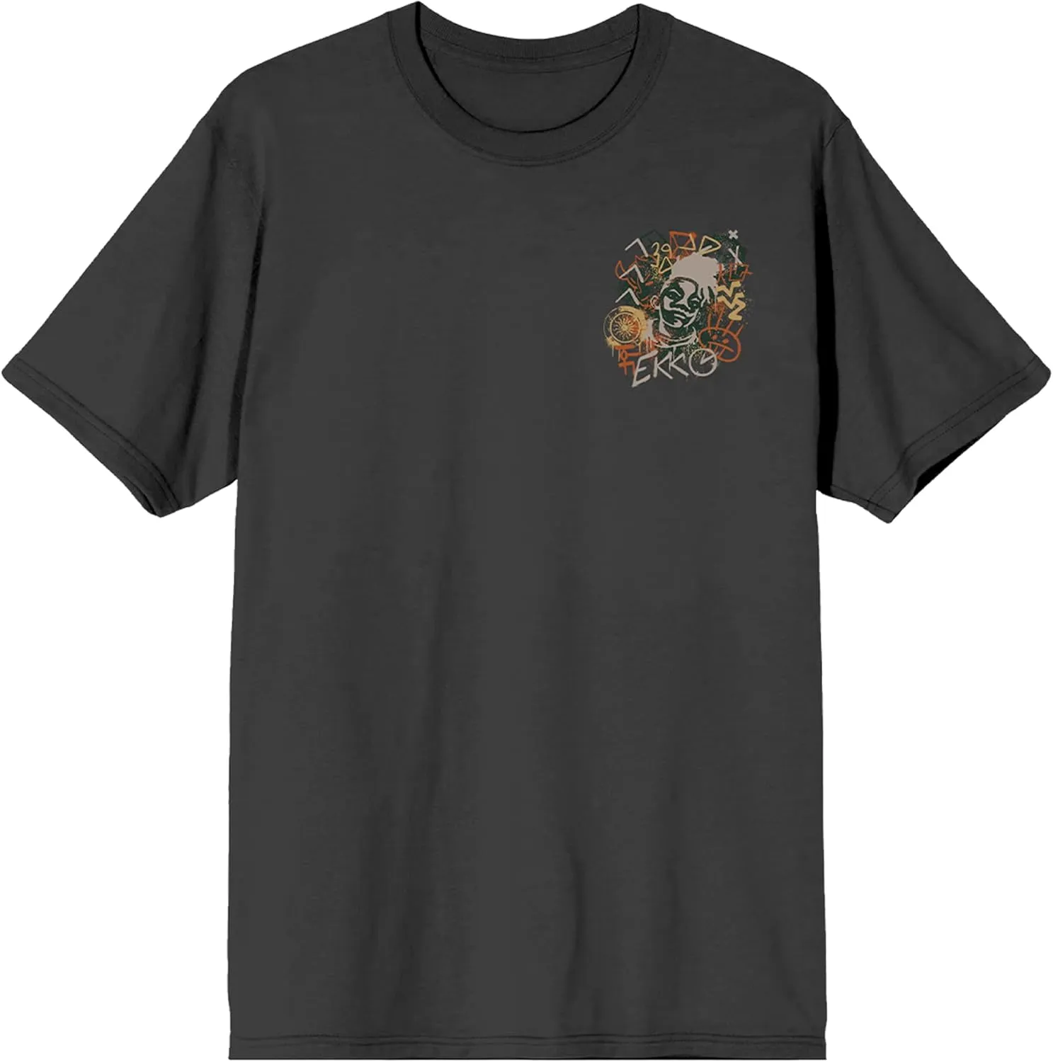 League of Legends Arcane Ekko Graffiti Doodles Adult Charcoal Crew Neck Short Sleeve T-Shirt