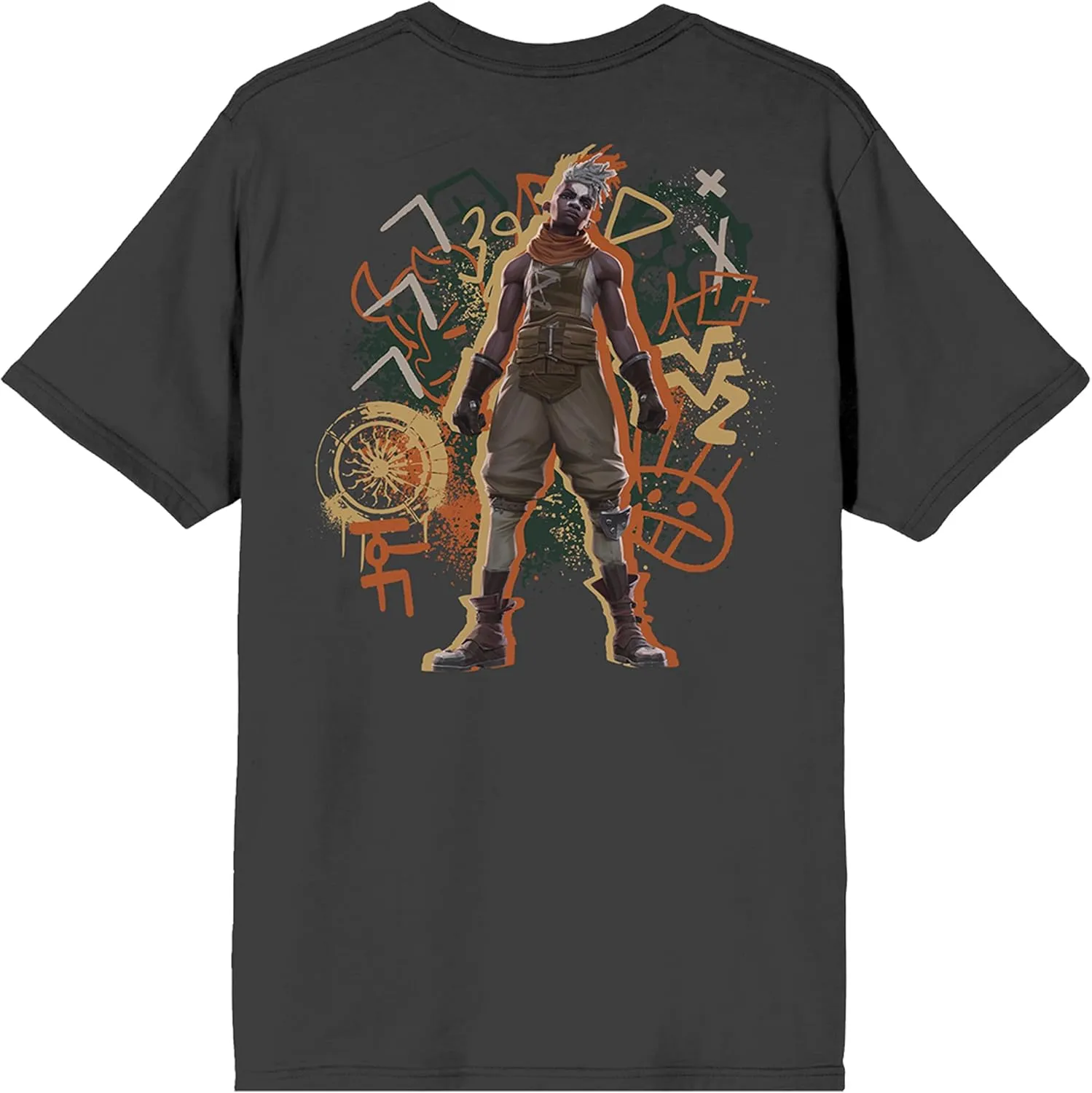 League of Legends Arcane Ekko Graffiti Doodles Adult Charcoal Crew Neck Short Sleeve T-Shirt