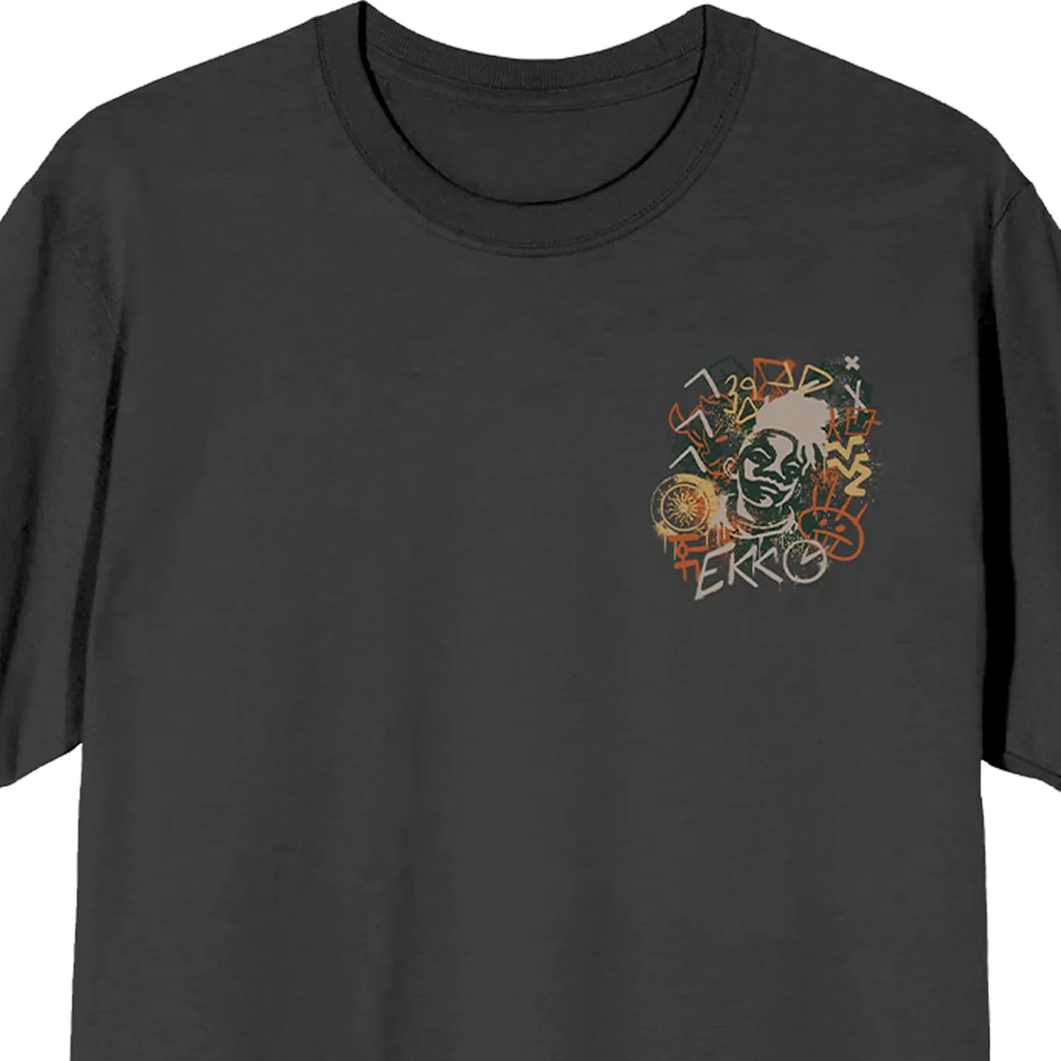 League of Legends Arcane Ekko Graffiti Doodles Adult Charcoal Crew Neck Short Sleeve T-Shirt
