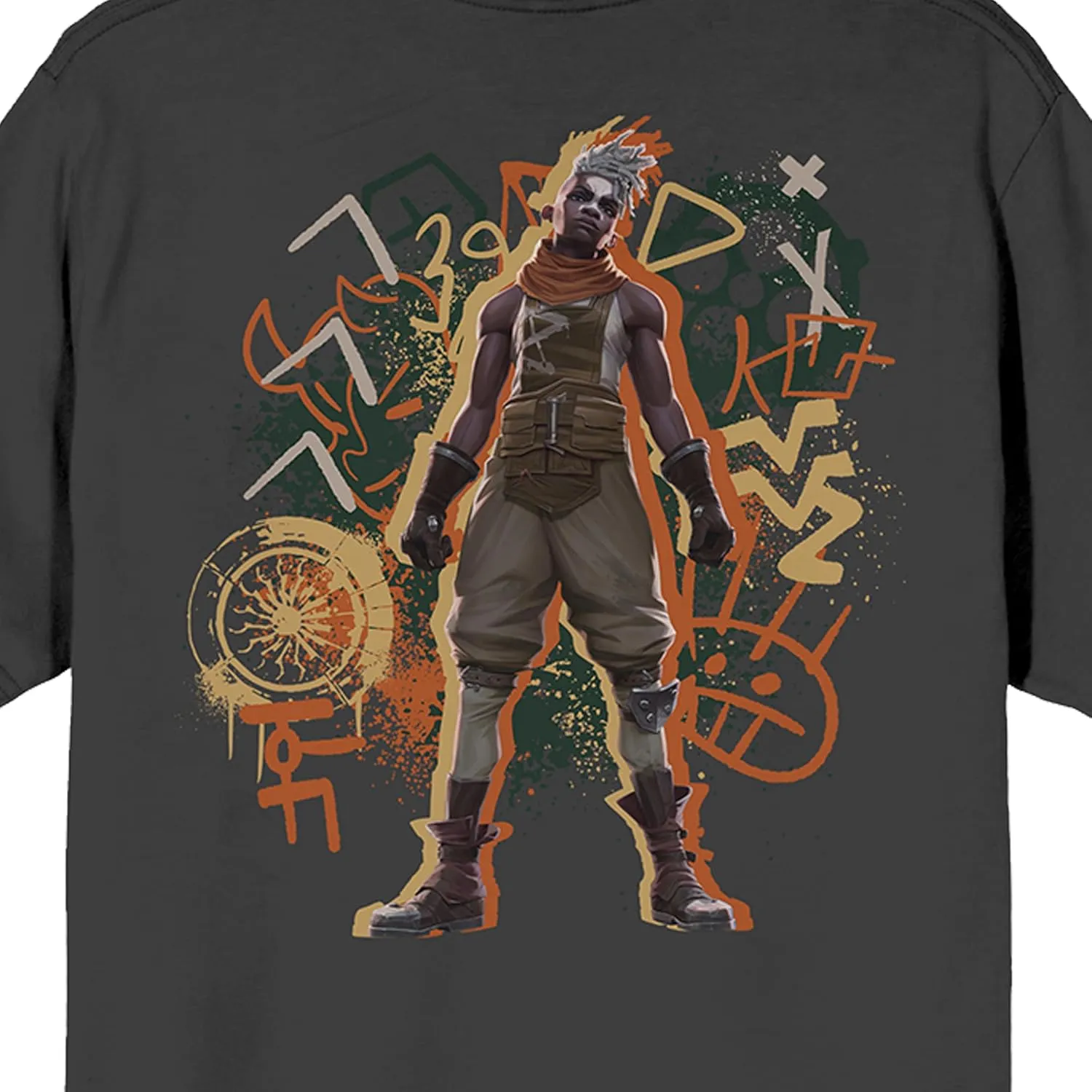 League of Legends Arcane Ekko Graffiti Doodles Adult Charcoal Crew Neck Short Sleeve T-Shirt