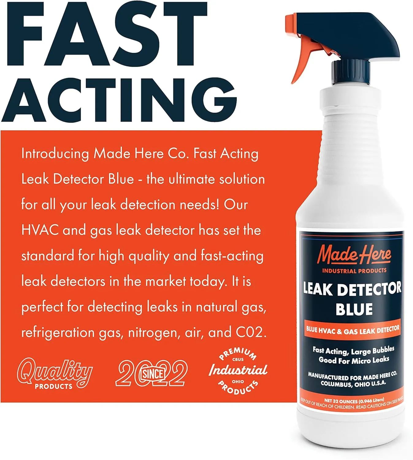 Leak Detector Blue - Fast-Acting Leak Detection for High & Low-Temperature Applications in Gas & CO2 Systems (32 oz)